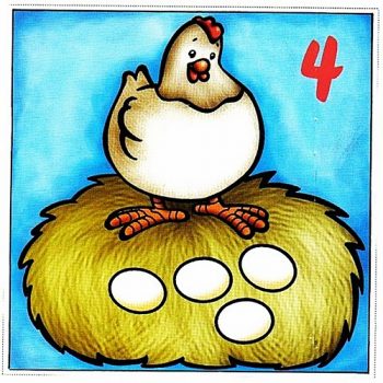 Курочка и четыре яйца