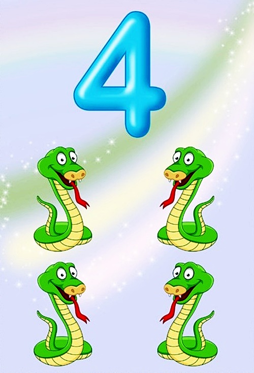 Число четыре для дидактической игры "Назови число и предмет"