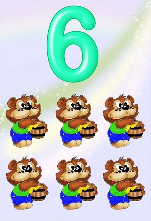 Число шесть для дидактической игры "Назови число и предмет"