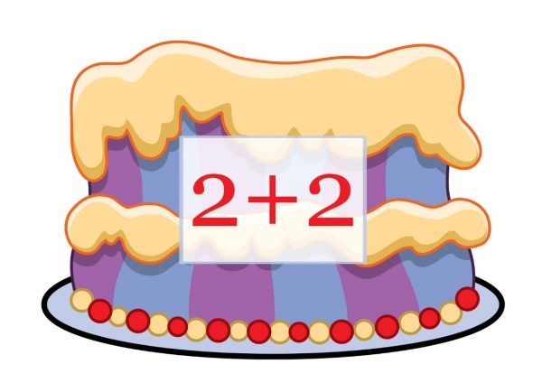 Торт с примером два плюс два для дидактической игры по математике