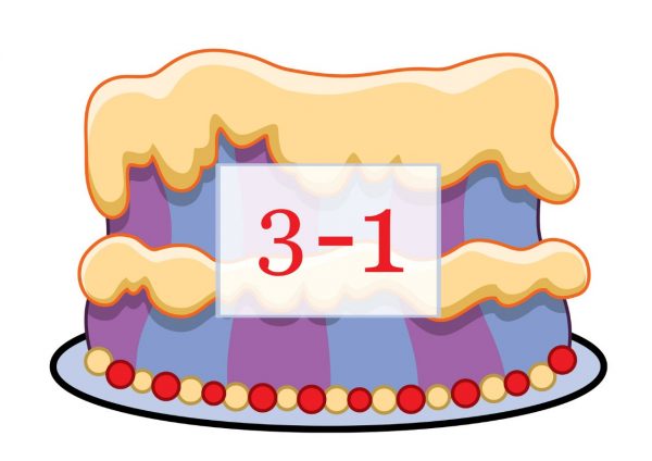 Торт с примером три минус один для дидактической игры по математике