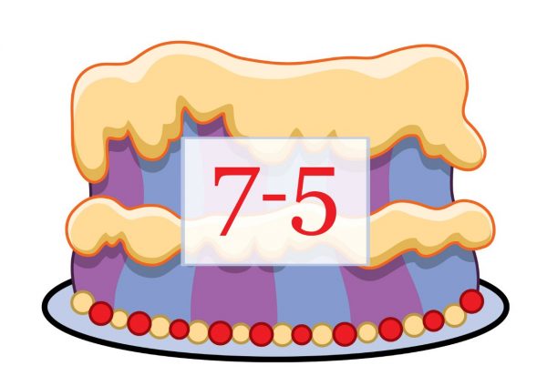 Торт с примером семь минус пять для дидактической игры по математике