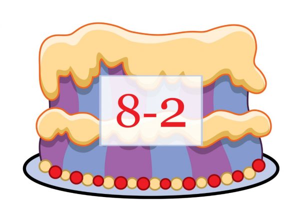 Торт с примером восемь минус два для дидактической игры по математике