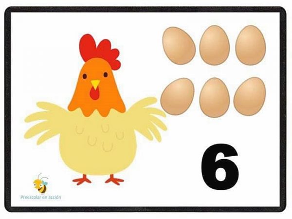 Карточка с курочкой и шестью яйцами