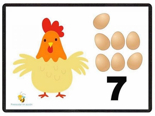 Карточка с курочкой и семью яйцами