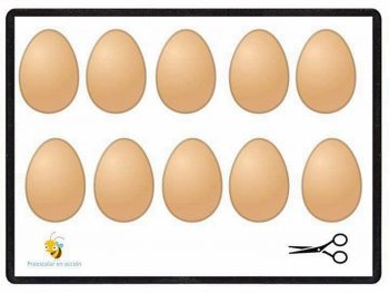Вторая карточка десять яиц для игры "Собери яйца в корзину"