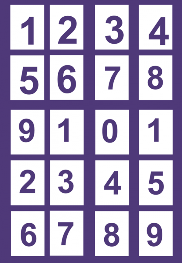 Карточка с числами для дидактической игры "Выбери число с количеством предметов на картинке"