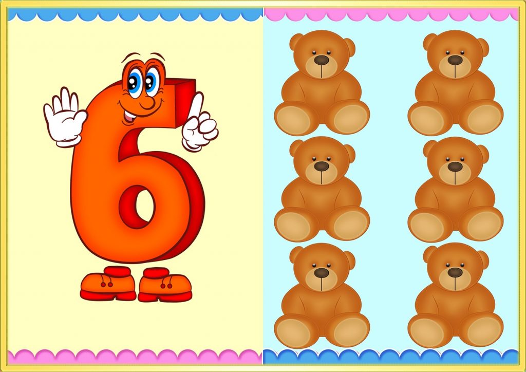 Картинка с цифрой шесть для дидактической игры "Сколько предметов на картинке"