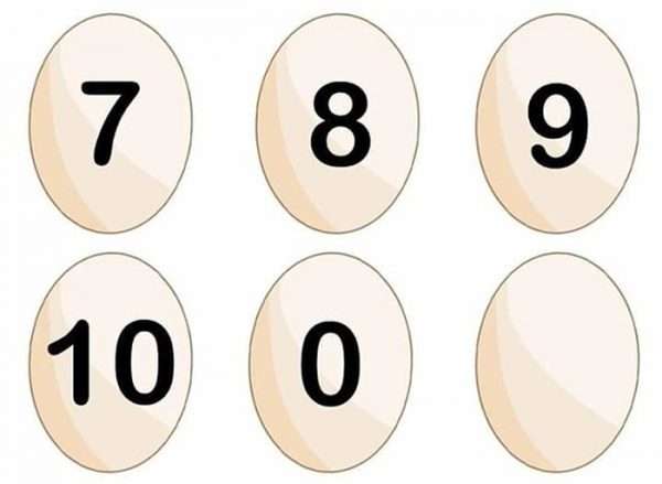 Карточки с числами от семи до десяти для дидактической игры "Соседи числа"